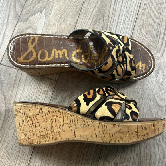 Perfect Sam Edelman Leopard Raynere platform slide calf hair sandal 8.5 - Picture 3 of 7